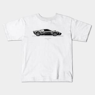Ford GT40 1966 - Black and White Watercolor Kids T-Shirt